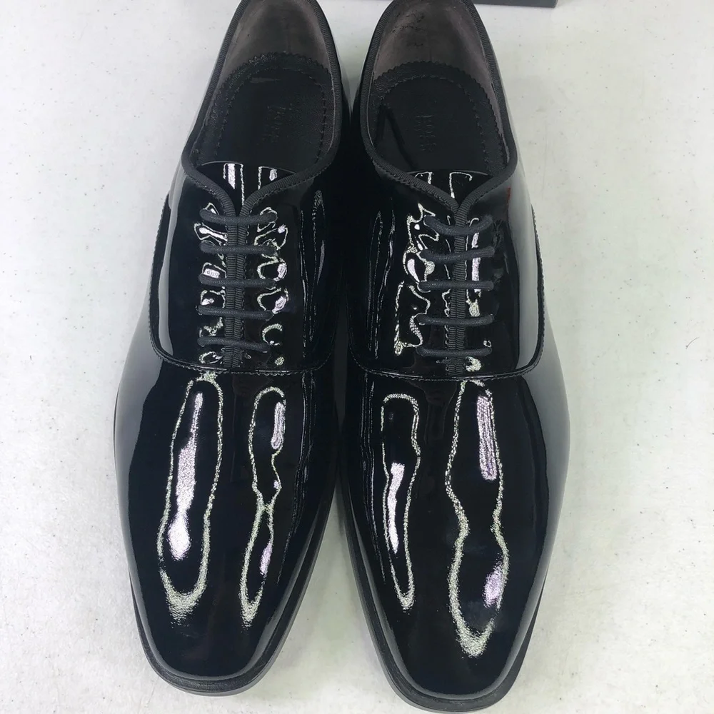 HUGO Boss Highline Patent Oxfords Black Leather